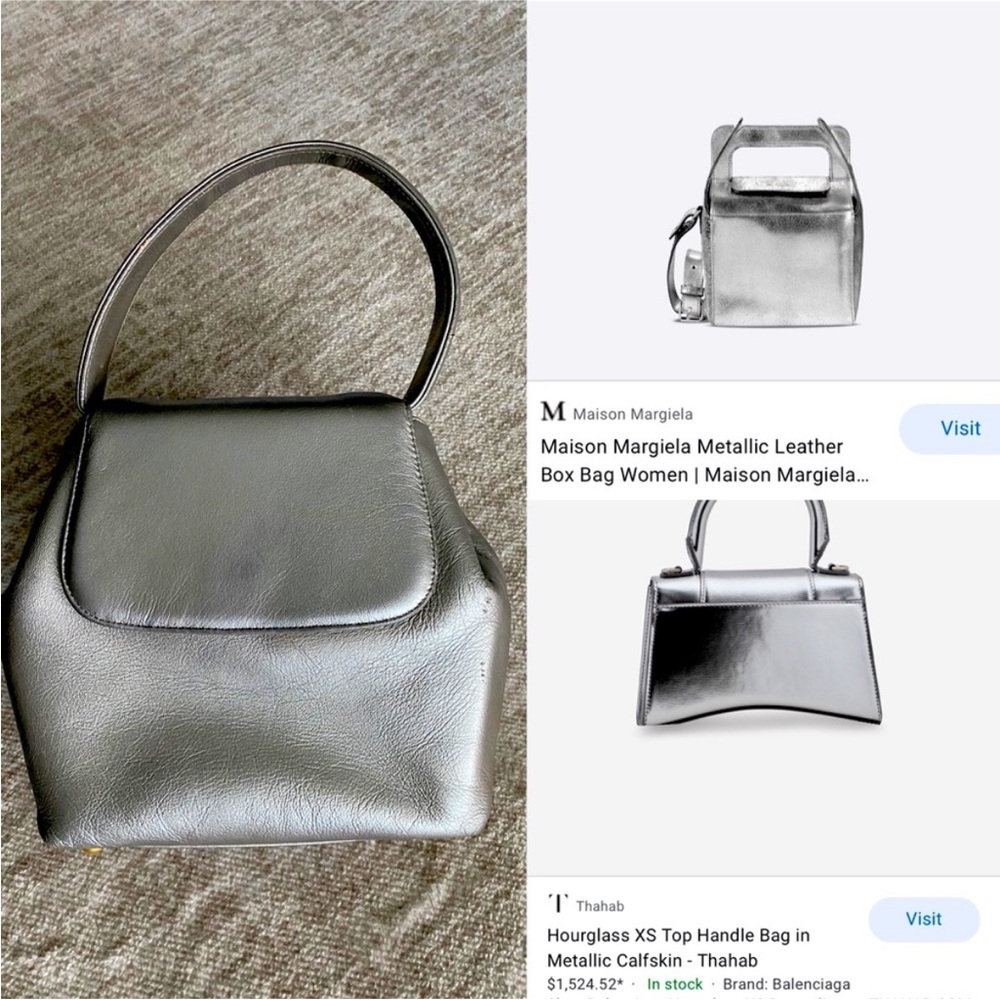 Vintage Top Handle Silver Handbag